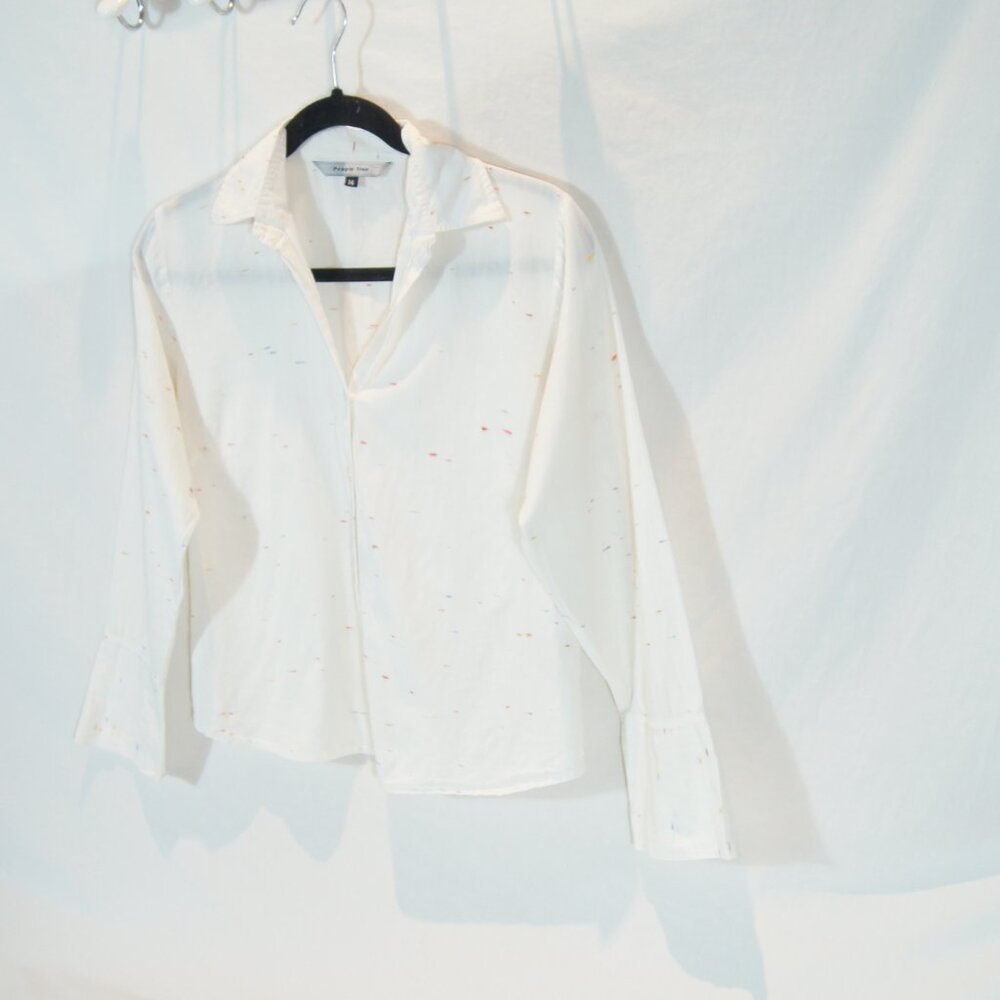 People Tree Women’s White Speckled Organic Cotton Button Up Shirt Size 14 - Picture 7 of 8